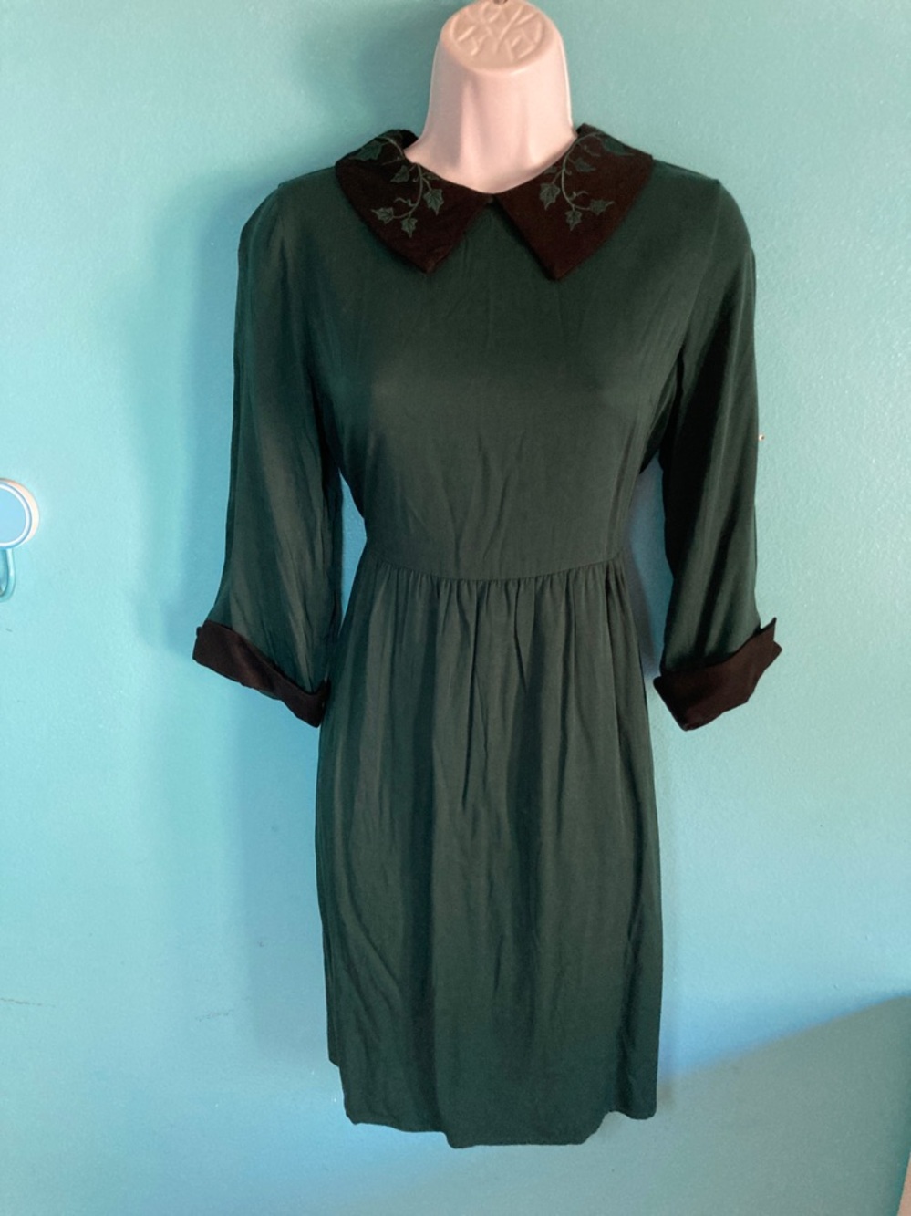 Disturbia Green Fit Flare Dress US Size 6 Rear Zipper
